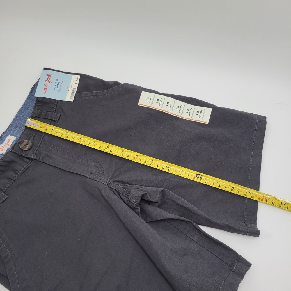 NEW Cat & Jack Boys Flat Front Adjustable Waist Stretch Chino Shorts Gray Sz 10
